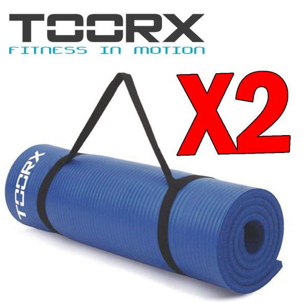 Kit Risparmio Toorx con 2 Materassini fitness blu con maniglia di trasporto  spessore 1,2 cm 