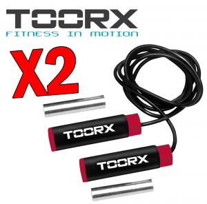 KIT RISPARMIO TOORX con 2 Corde da salto in PVC con pesi estraibili 2x250 gr, colore nero-rosso