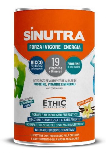 Ethic Nutraceutici Sinutra Vaniglia 270g - Integratore a Base di Proteine, Vitamine e Minerali - scadenza 30/11/2024